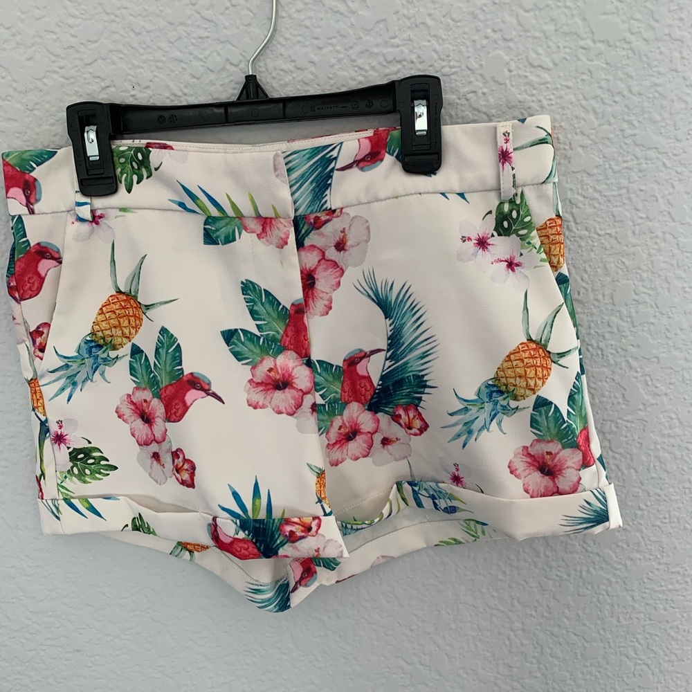 shorts with a tropical pattern